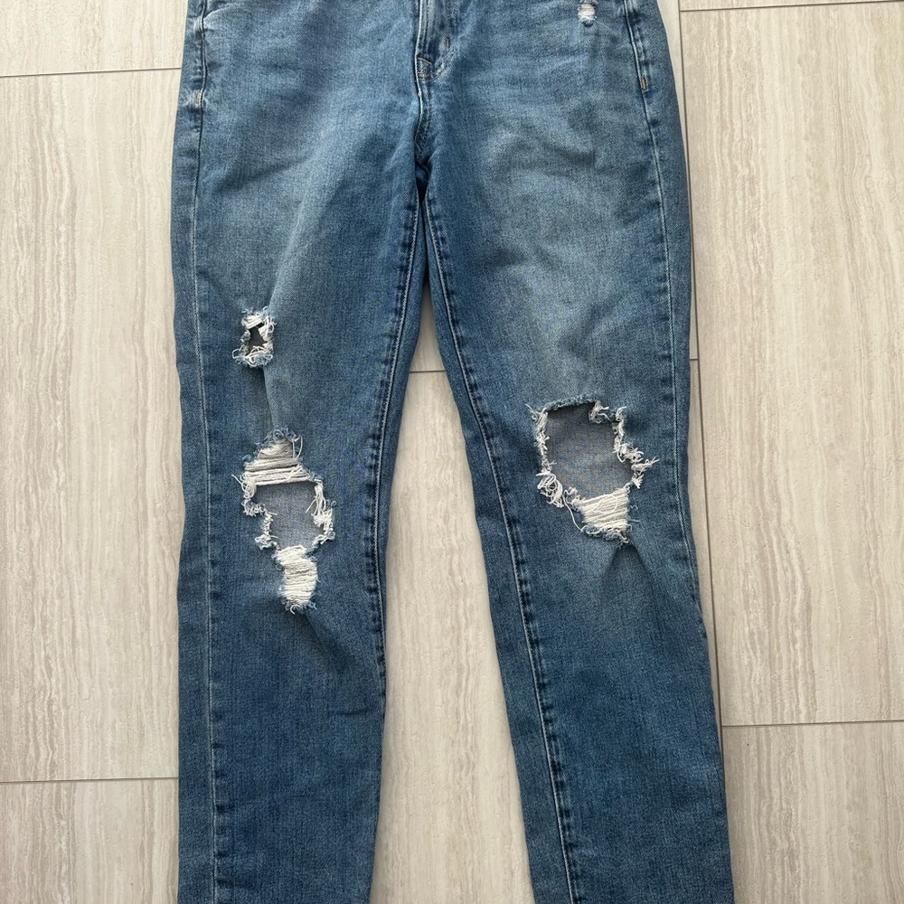 GAP Girlfriend Distressed Skinny Jeans - Blue